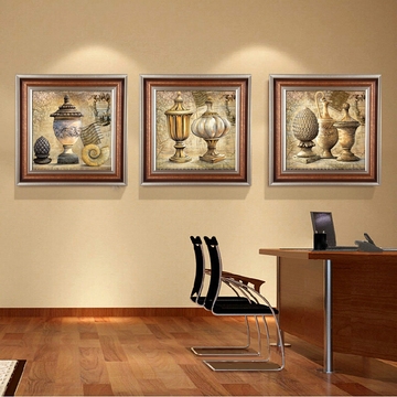 客厅欧式墙画现代简约有框画美式挂画三联画沙发壁画装饰画组合