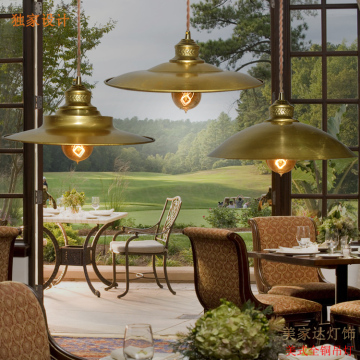 美式全铜吸顶吊灯复古个性简约酒吧台饭厅咖啡厅餐吊灯纯铜灯正品