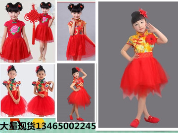 儿童演出服装公主裙古装蓬蓬裙女童表演服装舞台装新款唐装舞蹈服