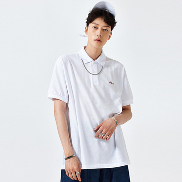 韩国代购夏季t恤男衬衫领学生修身青少年修身纯棉短袖翻领韩版潮