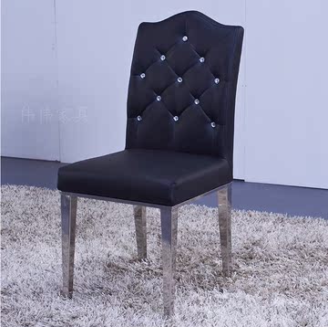 创意欧式不锈钢餐椅组合简约现代 时尚水晶扣 酒店宴会所五金椅子