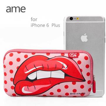ame 苹果iphone6 plus手机壳 5.5寸保护套手机袋拉链手机包