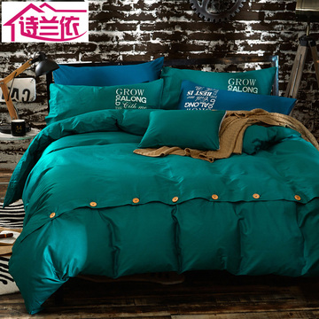 纯色加厚纯棉四件套全棉1.8m简约混搭素色床笠床单被套床上用品冬