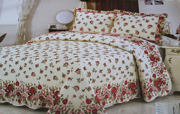 乖猪猪家纺时尚全棉绗缝水洗印花空调床罩三件套大尺寸热卖