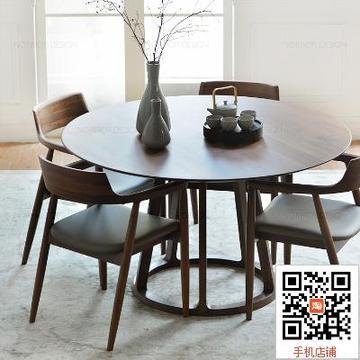 美式乡村现代简约纯实木圆形茶几 休闲桌椅 松木咖啡桌几家具餐桌
