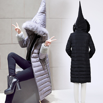 2015冬装韩版女巫连帽棉衣女中长款修身女士羽绒棉服加厚外套