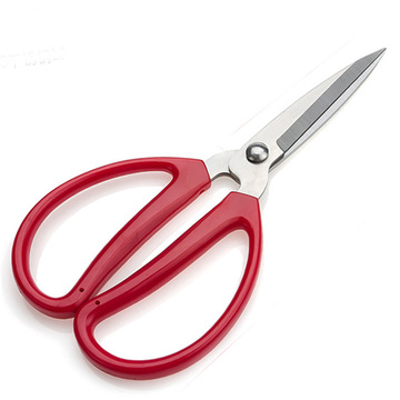 3421高级家用办公剪刀厂家 红色安全塑料柄阳江不锈钢裁剪刀