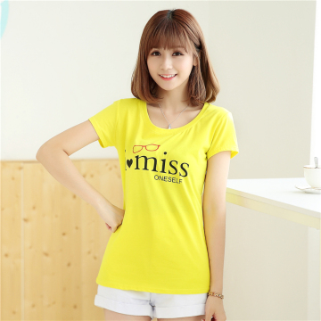 T恤女2015夏装新款韩版女装甜美可爱学院风修身T恤衫女短袖