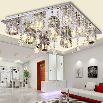 纽思维尔时尚LED创意温馨吸顶灯卧室客厅原创节能灯长方形水晶灯