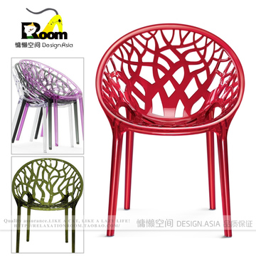 Crystal chair北欧透明花纹椅个性椅镂空椅 创意餐厅椅简约电脑椅