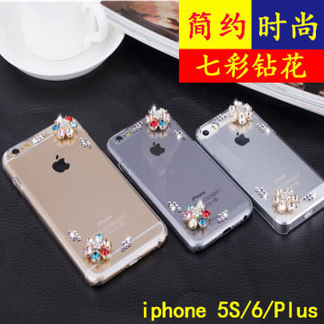 苹果iphone5S/6/plus手机壳 七彩钻花硅胶软壳手机保护壳套轻薄款