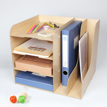 百宝箱创意桌面收纳盒多层A4文件架资料架木质办公整理盒BG31