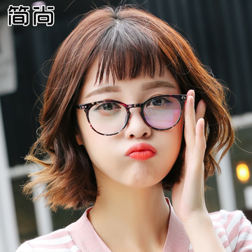 超轻TR90韩版潮全框圆脸平光镜男女电脑防辐射配成品近视眼镜框架