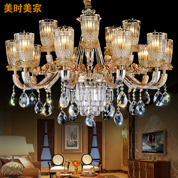 法式创意水晶灯欧式锌合金吊灯复式客厅大气吊灯餐厅卧室蜡烛灯具