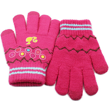 2015芭比正品儿童手套加厚女幼儿宝宝加绒五指手套3-15岁限时特价