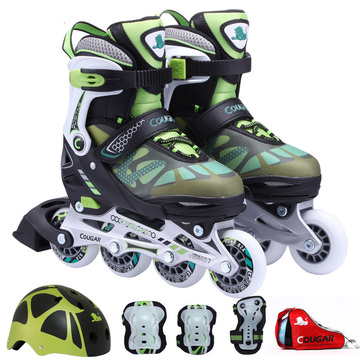 美洲狮一体支架溜冰鞋儿童全套装青少年男女可调直排轮滑鞋旱冰鞋