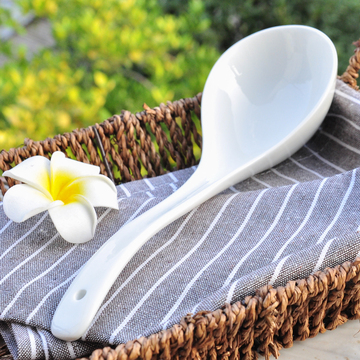 大汤勺长柄勺子陶瓷勺创意纯白色骨瓷勺子套装景德镇餐具大马戈勺