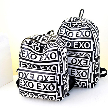 【天天特价】韩版双肩背包EXO书包男女PU背包休闲包旅行包学生包