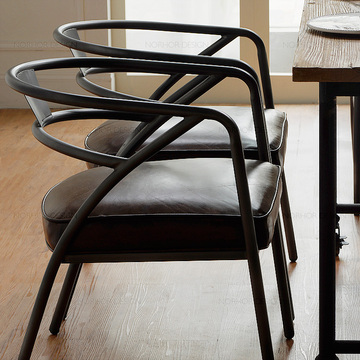 欧式铁艺餐椅复古沙发椅做旧靠背椅休闲酒吧咖啡馆单人椅电脑椅