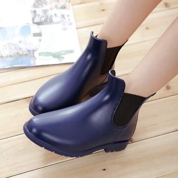 夏季时尚日系简约纯色雨鞋短筒雨靴成人水鞋套鞋马丁水晶水靴