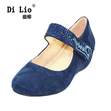 Di Lio2014欧美时尚潮流女鞋真皮女单鞋百搭烫钻坡跟内增高鞋