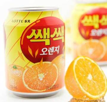 韩国原装进口零食饮料 乐天粒粒橙汁果肉汁238ml一瓶5元