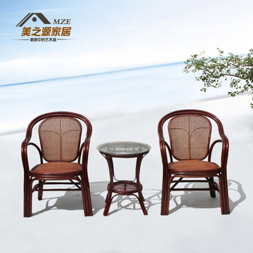 桌椅套件天然藤椅休闲椅组合茶几三件套庭院家具阳台庭院住宅家具