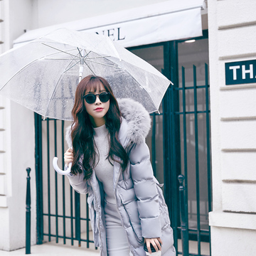 2015冬季女装新品韩版宽松加厚中长款大毛领工装棉衣外套字母棉服