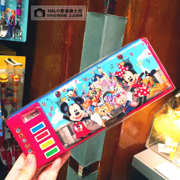新 香港迪士尼采购 米奇米妮达菲熊 欢乐城堡卡通 文具多功能笔盒