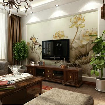 无缝3D油画大型壁画电视背景墙纸客厅沙发书房壁纸定制 白莲花