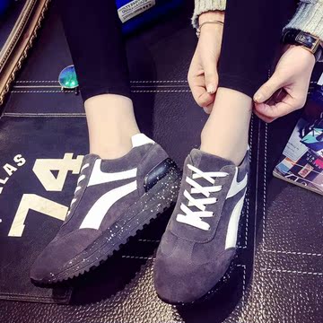 韩国学院风厚底松糕系带低帮休闲运动鞋