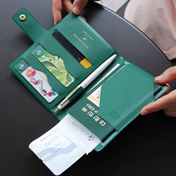 韩国正品经典纯色皮革旅行护照夹多功能证件包电磁屏蔽搭扣护照套
