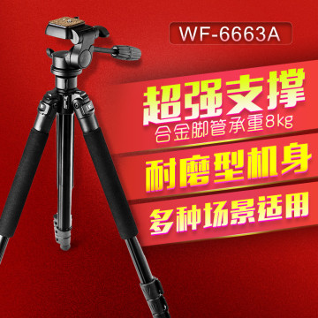 WF/伟峰6663a三脚架佳能单反相机摄影便携三角支架摄像机云台套装