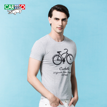 CARTELO/卡帝乐鳄鱼2015夏季新品男士鳄鱼休闲圆领短袖T恤衫
