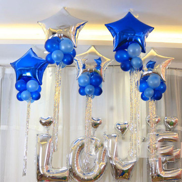 结婚布置 生日派对装饰 流苏彩条婚房装饰气球丝带五角星铝膜气球