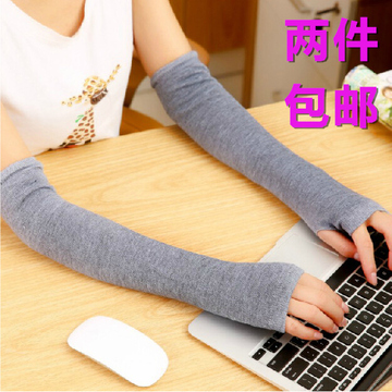 韩版半指手套女冬季加长款纯棉长袖手套手臂套半截女士袖套假袖子