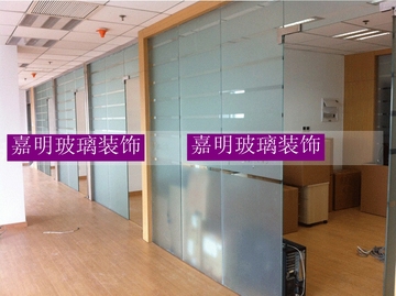 深圳南山科技园办公室玻璃隔断墙/玻璃隔墙 玻璃间墙12厘钢化白玻