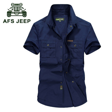 AFS JEEP战地吉普短袖衬衫男士吉普春季大码宽松衬衣男式短衬衫