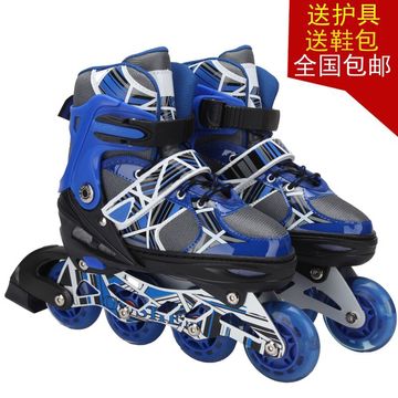 正品溜冰鞋儿童全套装轮滑鞋男女可调闪光小孩旱冰滑冰鞋特惠新款