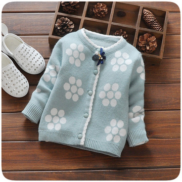 毛衣开衫2016秋季新款童装小女宝宝圆点针织外套0-1-2岁3-6-8个月