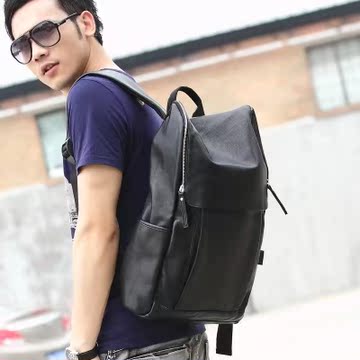 2015新款双肩包韩版学生书包优质pu皮双肩旅行包潮流时尚男背包