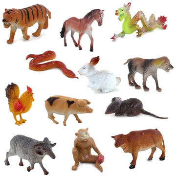仿真动物玩偶12生肖野生动物 十二生肖静态动物模型儿童小孩玩具