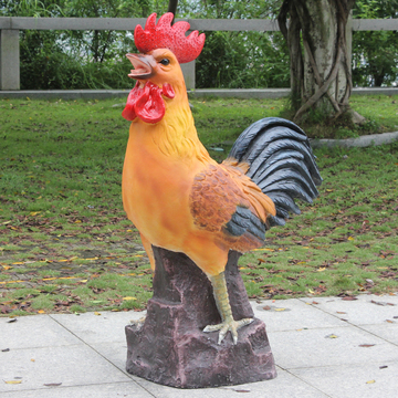 大型仿真动物公鸡玻璃钢工艺品摆件户外庭院园林农场招财装饰品