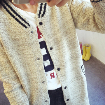 秋季韩版棒球服女毛衣长袖中长款针织开衫学生外套装春秋装m0CTg2