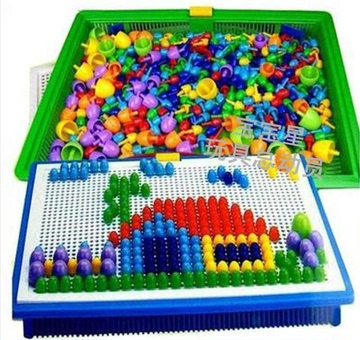296颗蘑菇钉插板玩具塑料拼图儿童益智3-8岁智力玩具