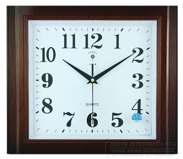北极星正品14英寸客厅卧室办公挂钟静音挂钟中式简约方形石英钟表