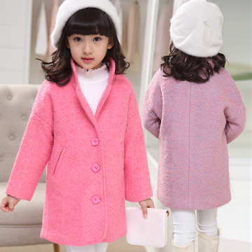 2015新款秋冬韩版童装呢子大衣加厚加棉中小童毛呢大衣小女孩外套