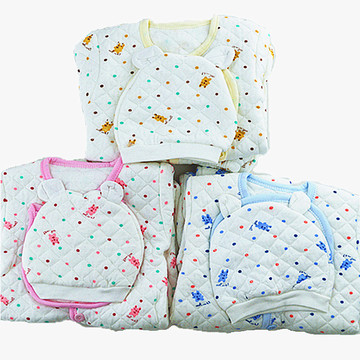 婴幼儿内衣五件套装冬季装三层夹棉保暖宝宝婴儿100%纯棉软两用档