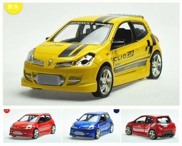 59包邮特价正版合金车模雷诺CLIO可开门回力儿童玩具汽车模型