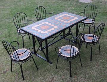 包邮铁艺马赛克户外庭院花园桌椅组合套装阳台餐厅花园咖啡厅桌椅